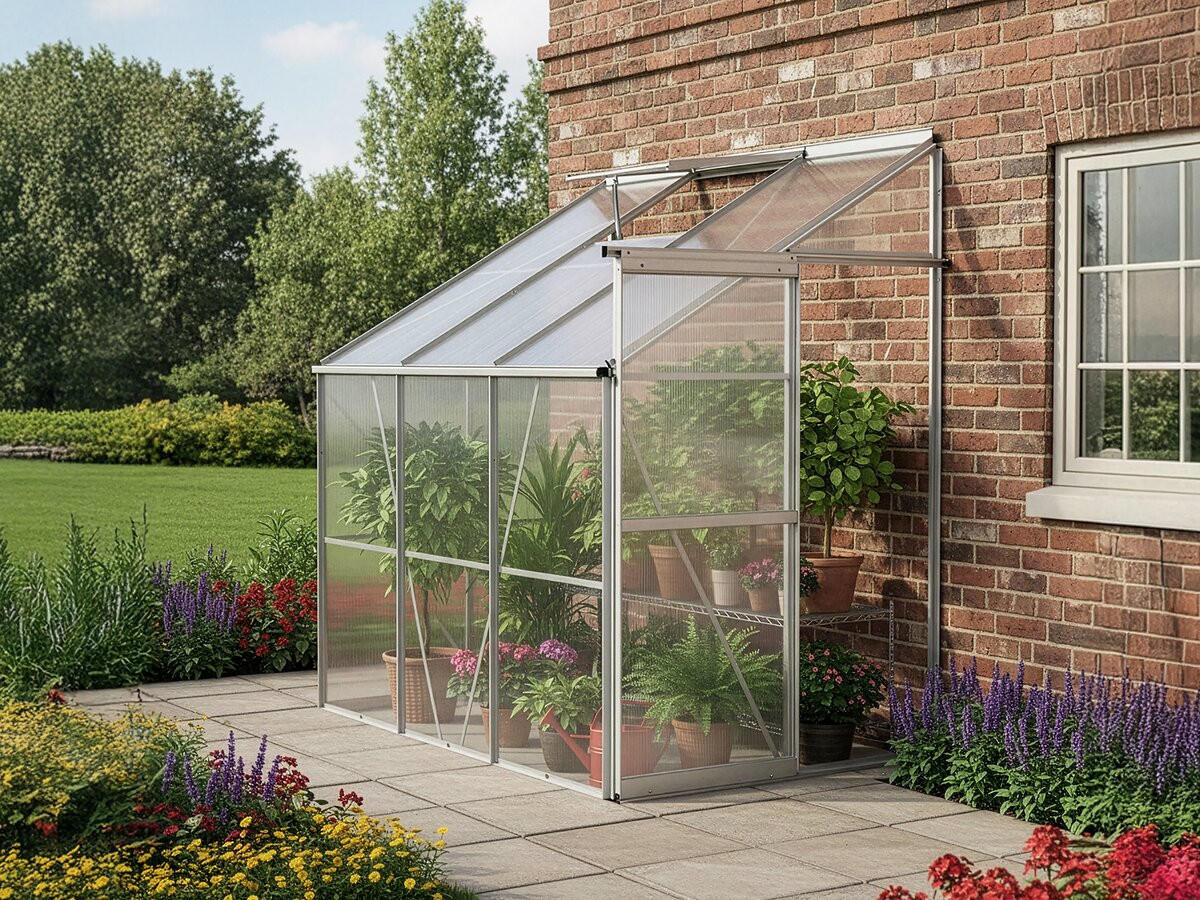 GEWÄCHSHAUS POLYCARBONAT aneth Grau - Grau, Metall (125/195/190cm) - Habitat Garten