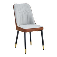 STUHL-SET DE-36511 2 Stück mit PU-Bezug und Metallbeinen Hellgrau/Braun - Graubraun, Metall (41.5/89/43cm) - ComfortXL