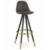 BARHOCKER Mikrofaser Sitz mit Holzgestell im Retro Industrie Stil KONG, Anthrazit 41x41x97 cm - Anthrazit/Schwarz, Holz/Buchenholz (41/97/41cm) - KADIMA DESIGN