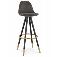 BARHOCKER Mikrofaser Sitz mit Holzgestell im Retro Industrie Stil KONG, Anthrazit 41x41x97 cm - Anthrazit/Schwarz, Holz/Buchenholz (41/97/41cm) - KADIMA DESIGN