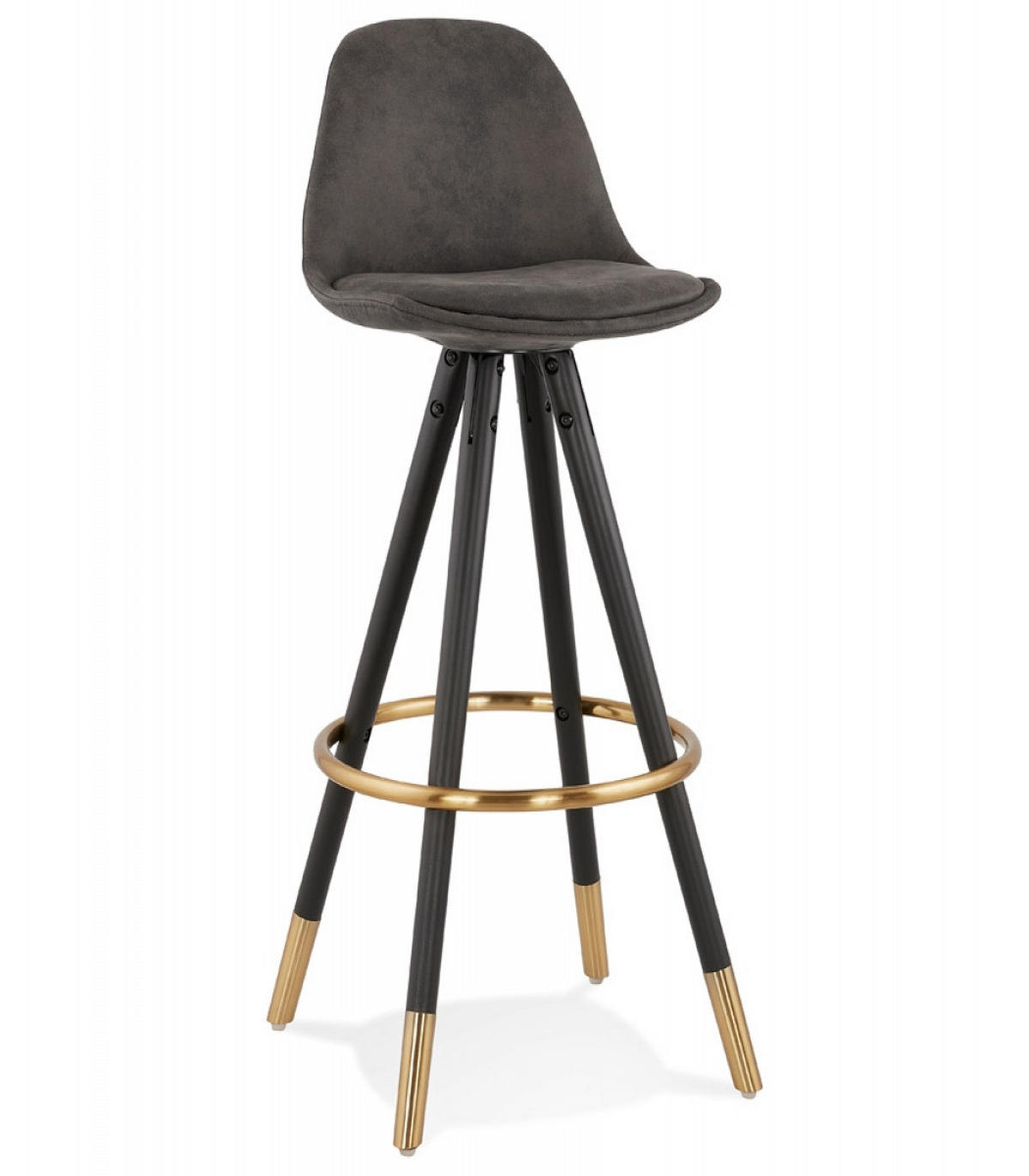BARHOCKER Mikrofaser Sitz mit Holzgestell im Retro Industrie Stil KONG, Anthrazit 41x41x97 cm - Anthrazit/Schwarz, Holz/Buchenholz (41/97/41cm) - KADIMA DESIGN