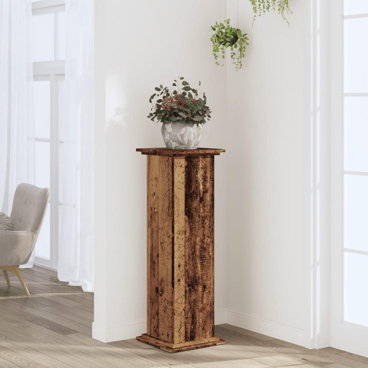 PFLANZENSTÄNDER Altholz-Optik 33/33/100 Cm Holzwerkstoff - Braun, Holzwerkstoff (33/100/33cm) - vidaXL