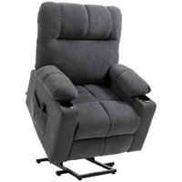 FERNSEHSESSEL mit Aufstehhilfe, Dunkelgrau - Dunkelgrau/Schwarz, Textil/Metall (95/109/91cm) - HOMCOM