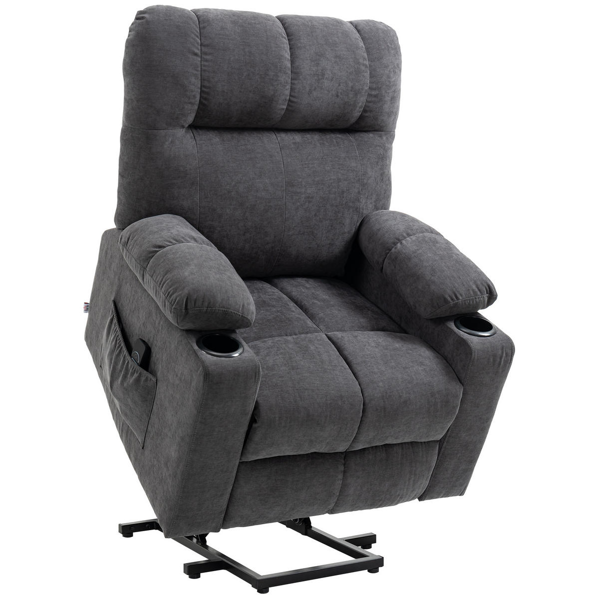 FERNSEHSESSEL mit Aufstehhilfe, Dunkelgrau - Dunkelgrau/Schwarz, Textil/Metall (95/109/91cm) - HOMCOM