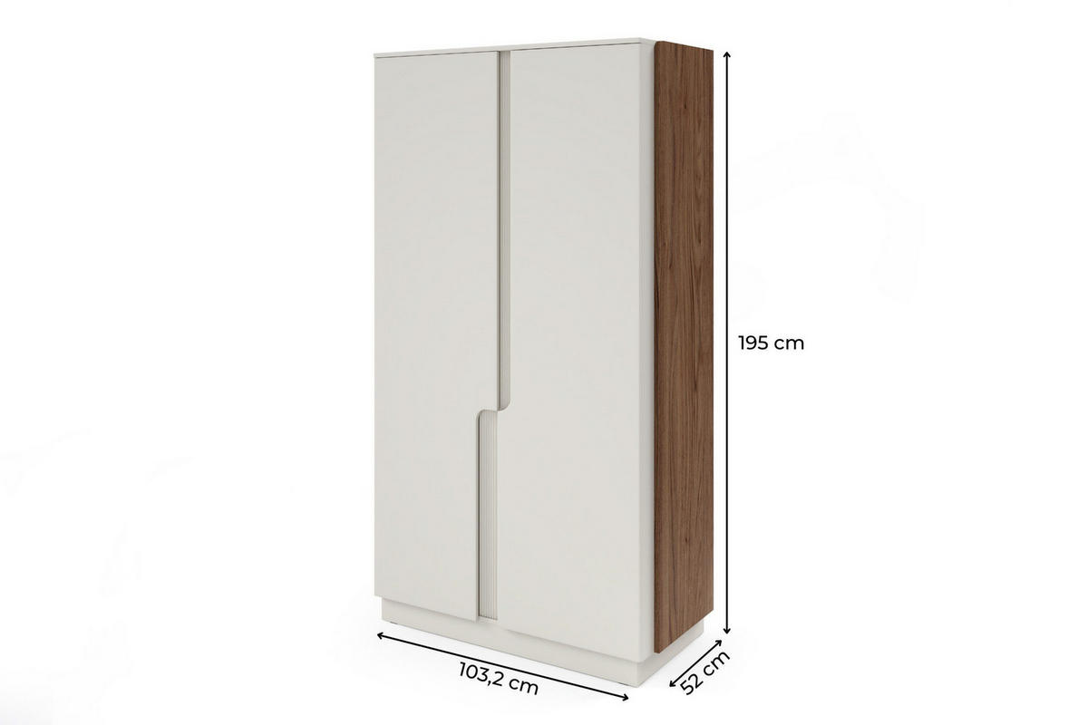 KLEIDERSCHRANK PAURO 01 103/195/52 cm in Walnuss Alba / Kaschmir - Kaschmir/Walnussfarben, Holzwerkstoff (103/195/52cm) - Deine Möbel 24
