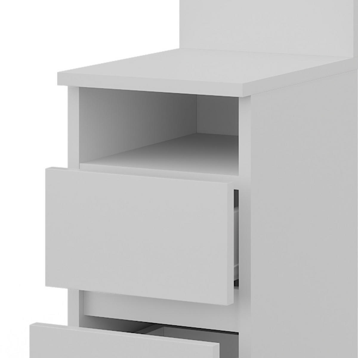 NACHTTISCH Monty Weiß 25 x 59.1 cm mit 2 Schubladen - Weiß, Holzwerkstoff (25/59.1/32.3cm) - Vicco