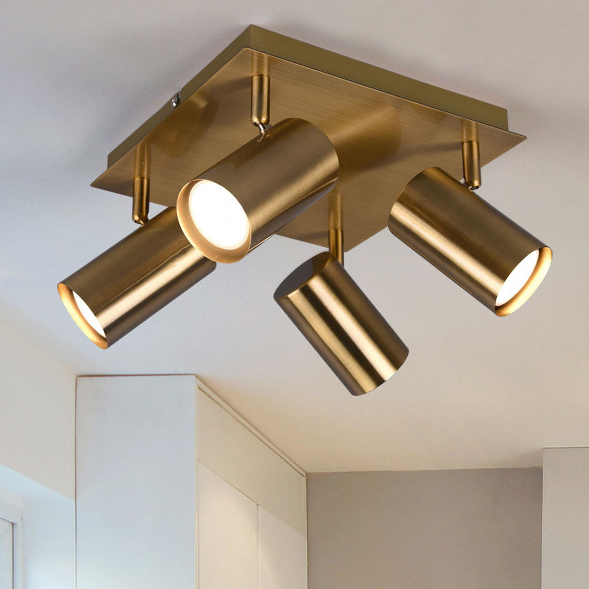 LED DECKENLEUCHTE Marley Altmessing Metall - Messingfarben, Metall (24/24/15cm)