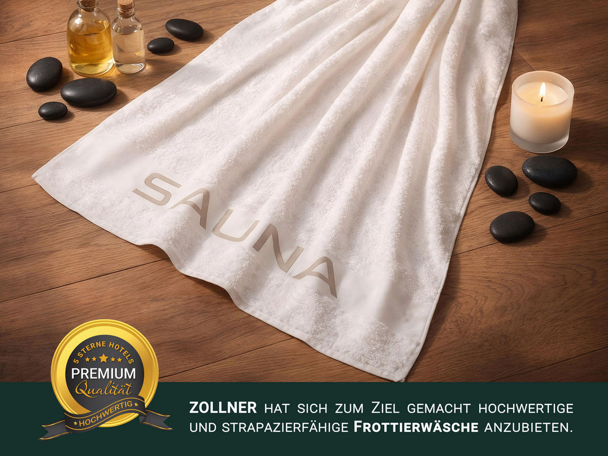 SAUNATUCH, 80x200 cm, 100% Baumwolle, Weiß - Weiß, Textil (80/200cm) - Zollner