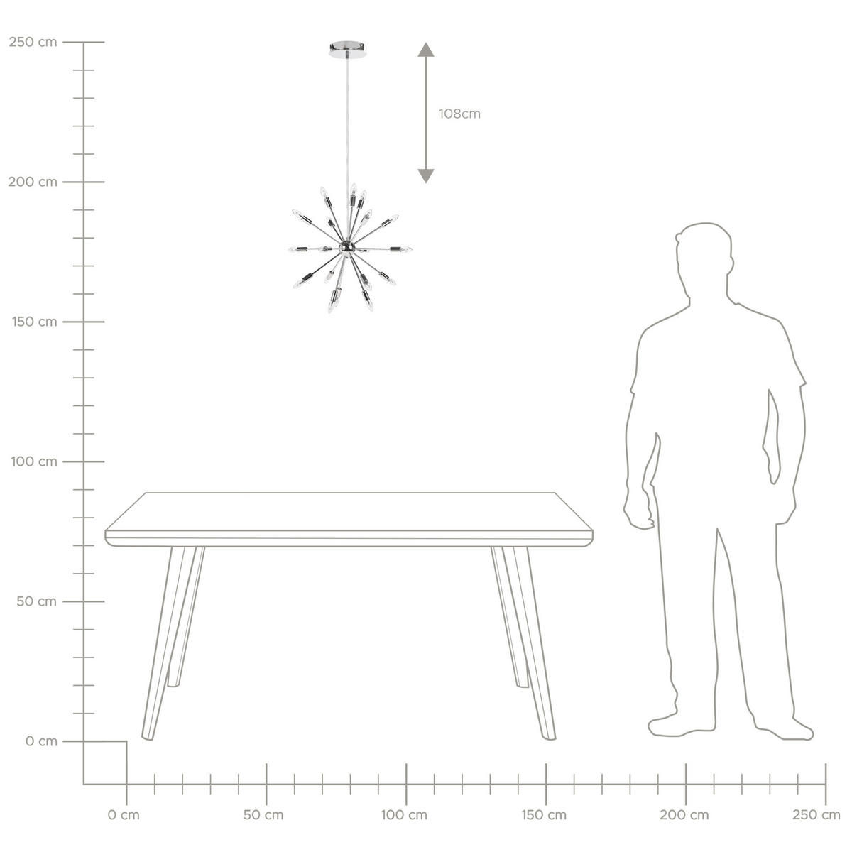 HÄNGELEUCHTE Maguse 59/59/149 cm - Silberfarben, Metall (59/59/149cm) - Beliani