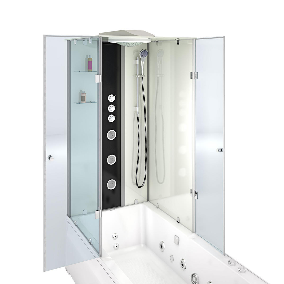 WHIRLPOOL Dusche Kombination K05-R02-WP 90x180 cm - Weiß, Glas/Kunststoff (180/225/90cm) - AcquaVapore by Sandra Jentho