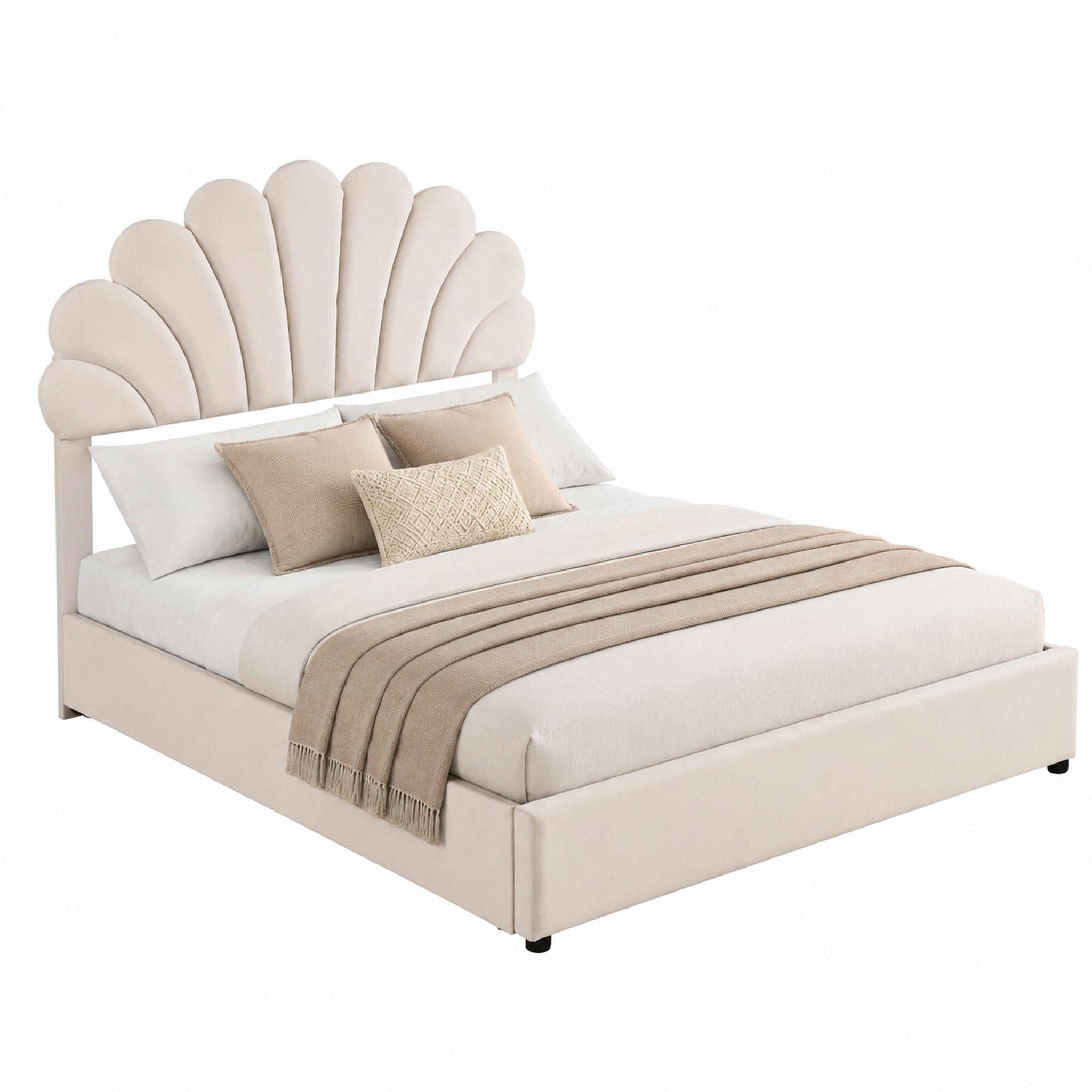 POLSTERBETT mit Stauraum 140x200 cm Samt Beige - Beige, Metall (140/200cm) - Meubliv