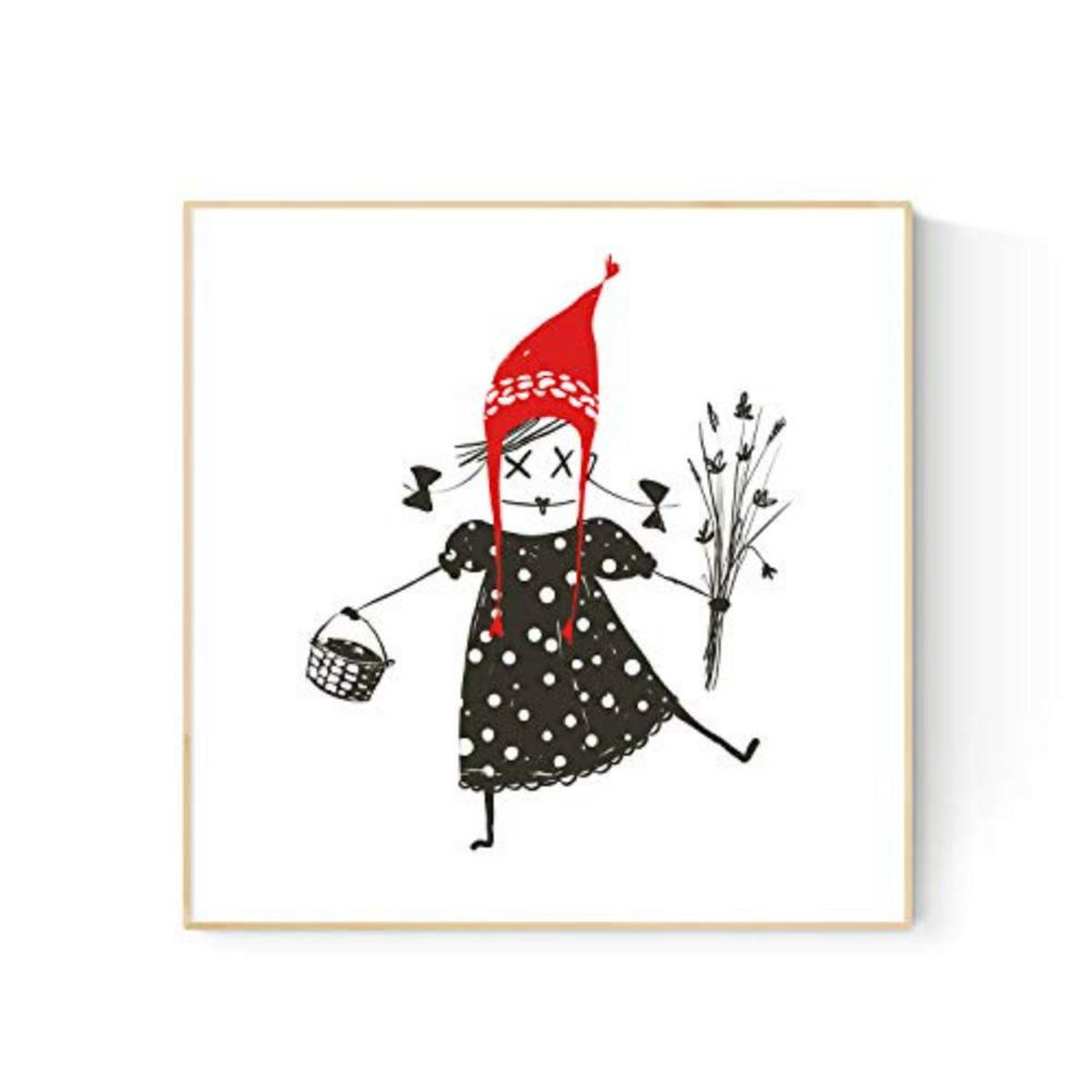 POSTER Set mit 4 Rotkäppchen 20x20cm Schwarzer Rahmen - Schwarz, Papier (20/3cm) - Nacnic