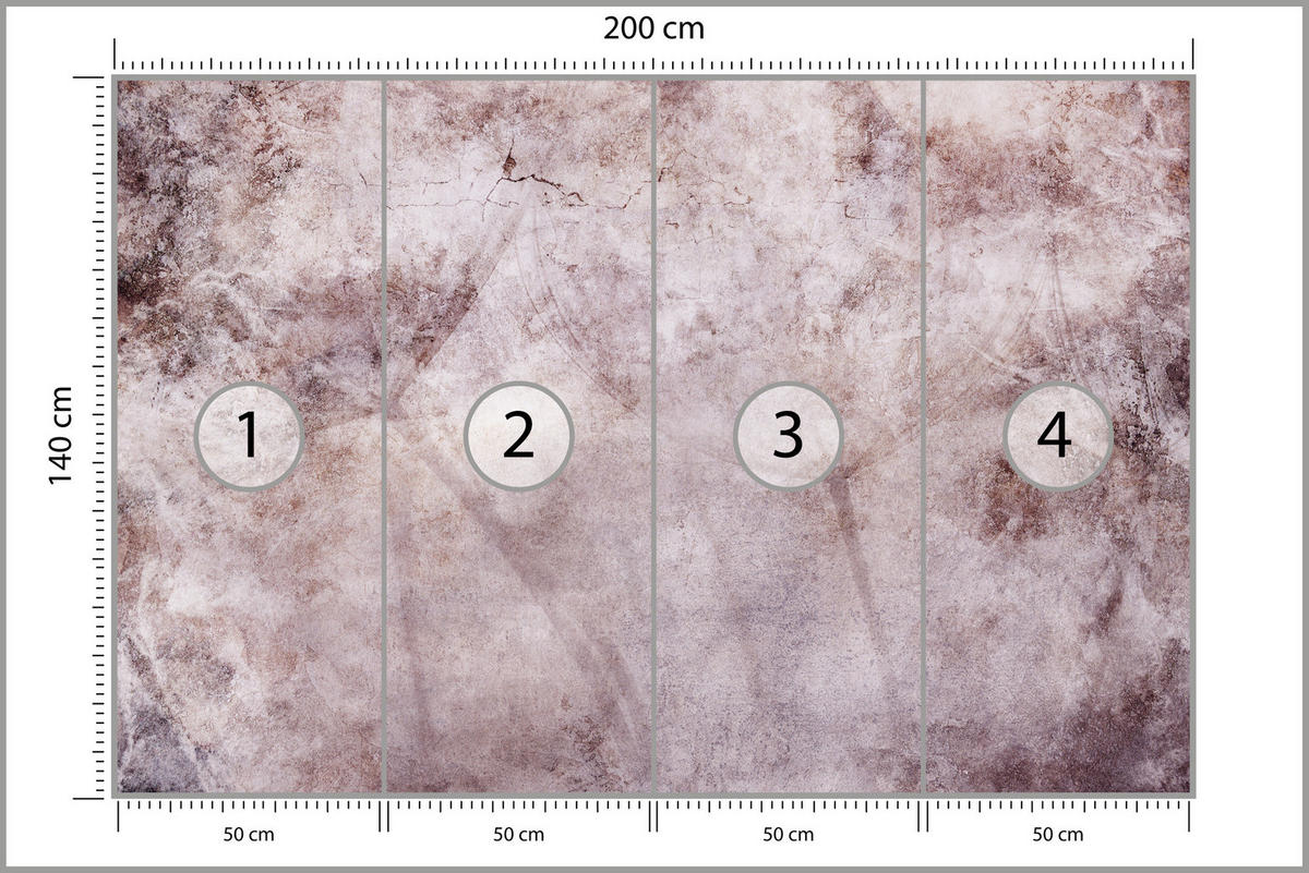 FOTOTAPETE Löwenzahnsamen Beton Retro Abstraktion 200x140 - Violett/Rosa, Papier (200/140cm) - Muralo