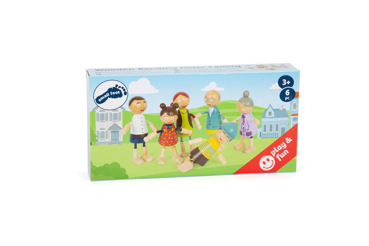 BIEGEPUPPEN-FAMILIE AUS HOLZ - Naturfarben, Holz (3/7.5/10cm) - small foot