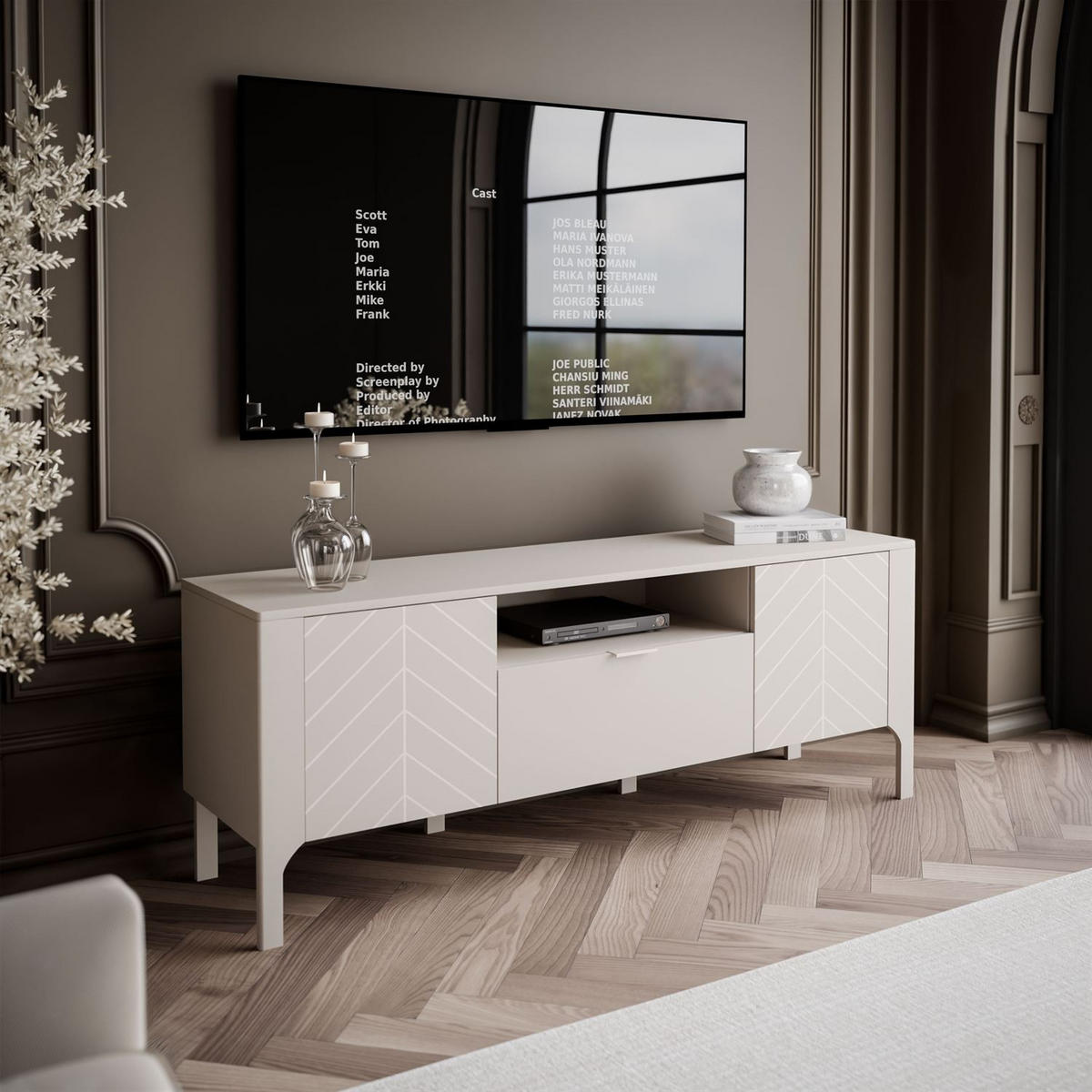 TV-SCHRANK LUMI mit Schublade 160 cm, Kaschmir - Kaschmir, Holzwerkstoff (160/57/41cm) - Lookway