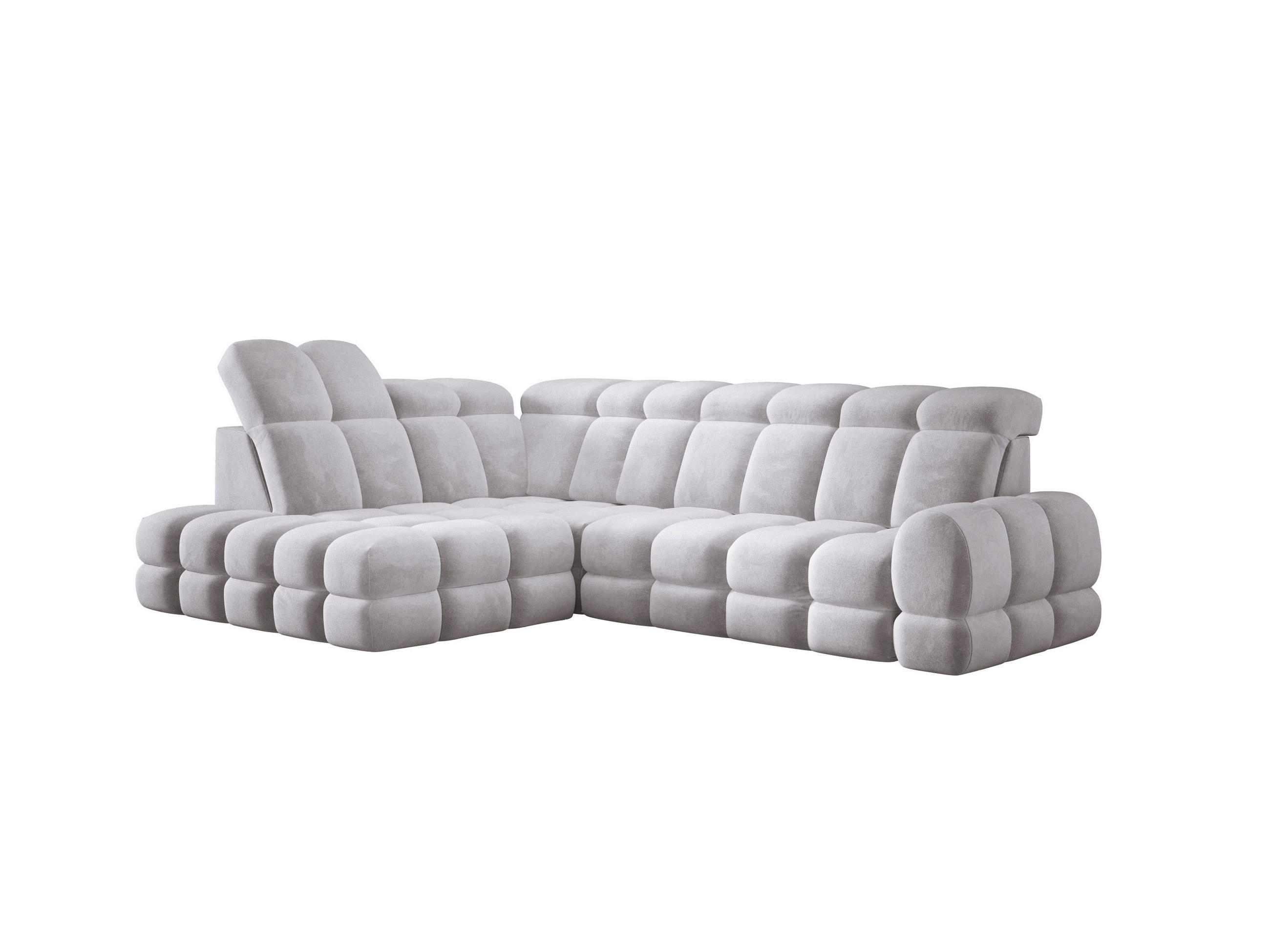 ECKSOFA TOLLO Salvador-stoff L-form 302x217x105 cm silber - Alufarben, Holz/Textil (302/217cm) - DomoHome