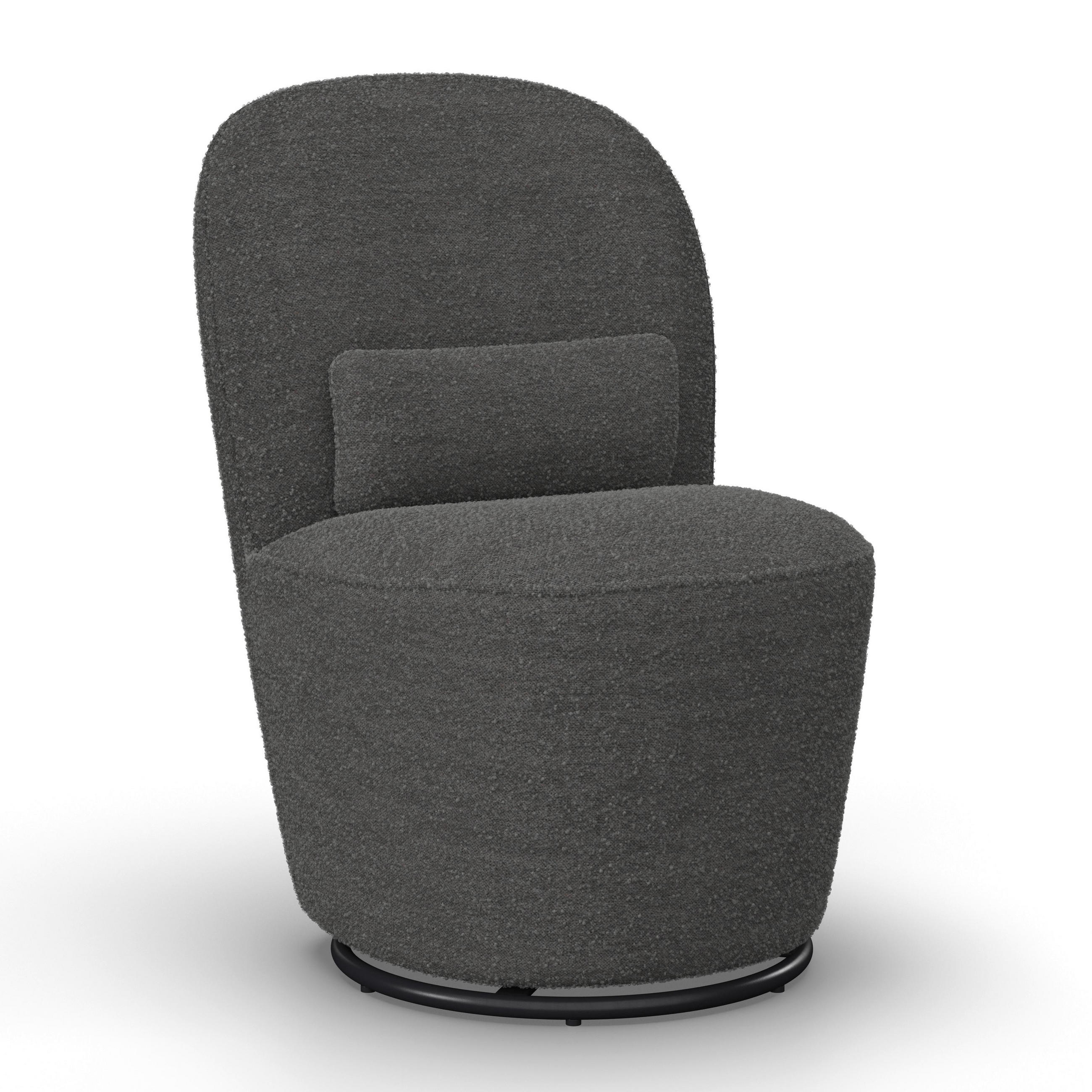 STUHL Vittore Grau Bouclé Gepolstert drehbar - Grau, Holz (56/84/62cm)