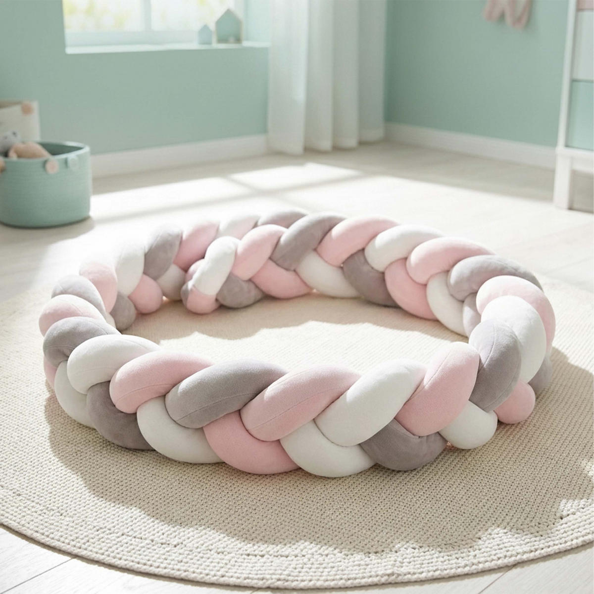 MANTINEL Šedo modrý pletený 220 cm - různobarevná/světle modrá, textil/plast (10/220cm) - Relaxdays