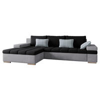 ECKSOFA Bangkok, Seite: Links - Silberfarben/Schwarz, Holz/Textil (310/175cm) - MIRJAN24