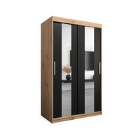 SCHWEBETÜRENSCHRANK 200/120/62 2-türig - Silberfarben/Schwarz, Holz/Kunststoff (120/200/62cm) - Abiks Möbel