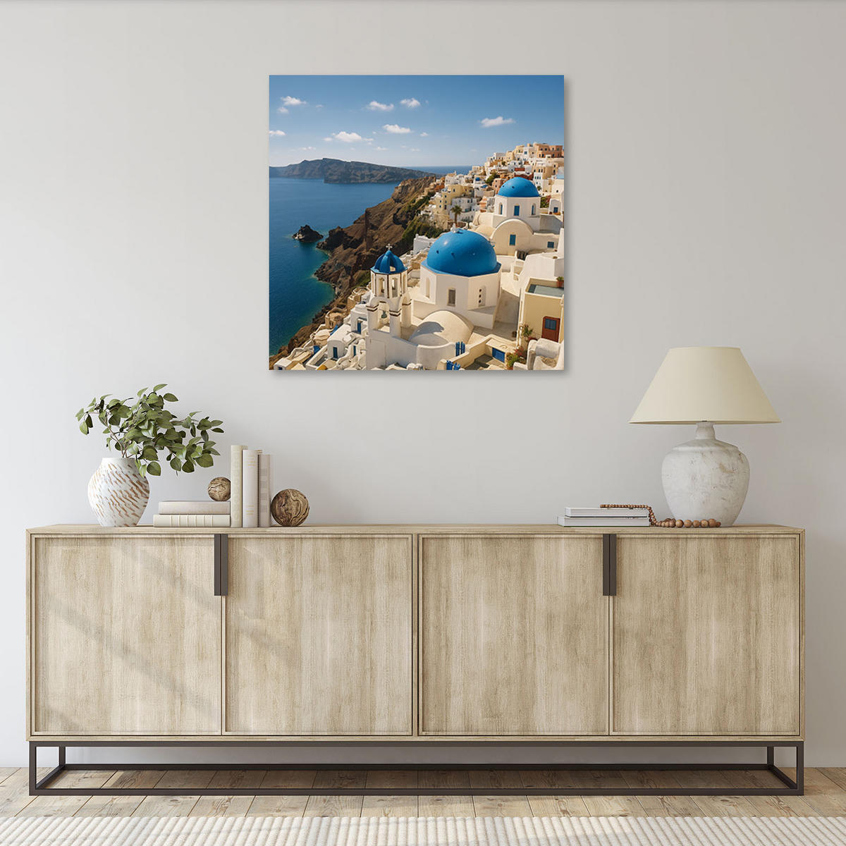 LEINWANDBILD Santorini Griechenland Landschaft 60x60cm - Blau, Textil (60/60cm) - Feeby