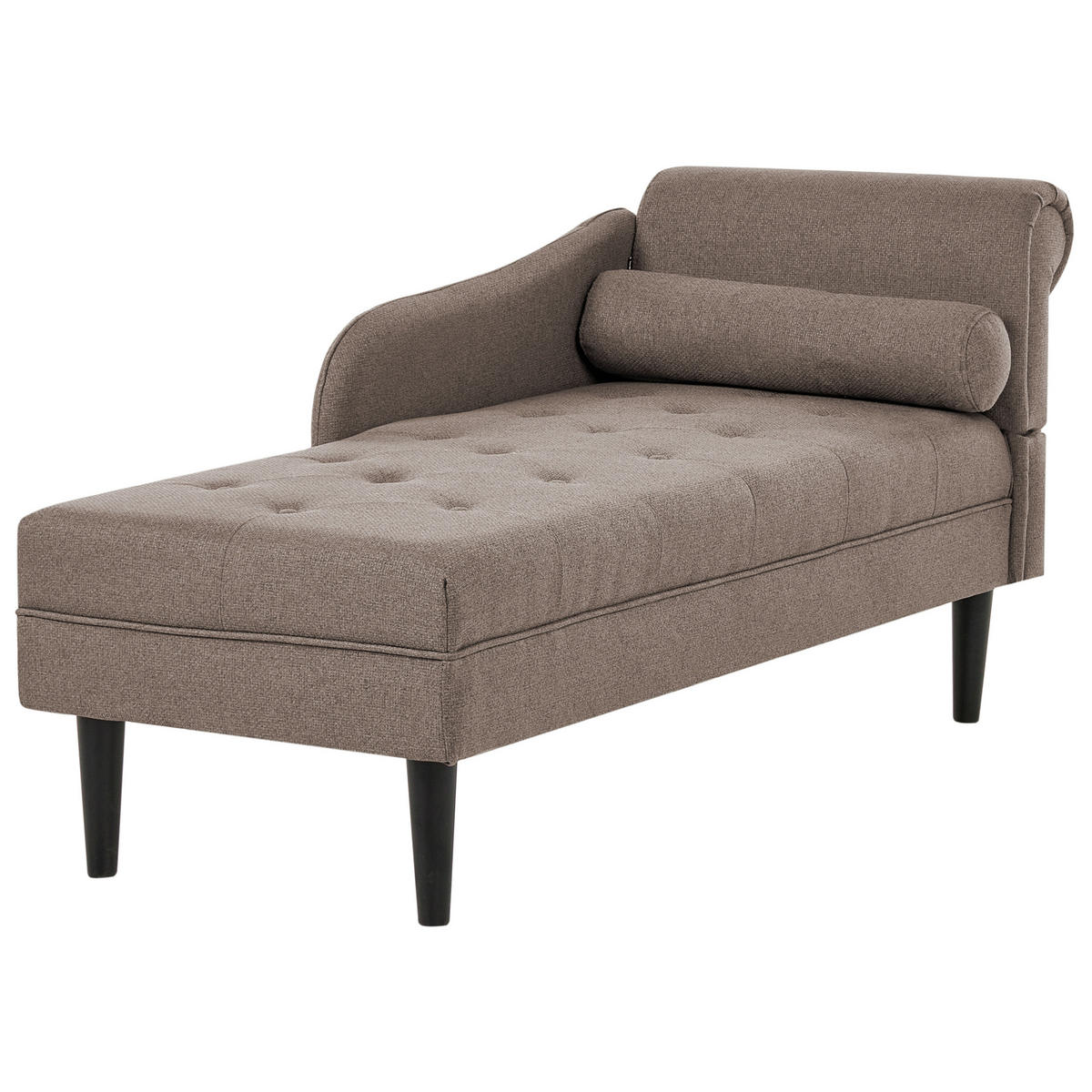 ČALOUNĚNÉ LEHÁTKO CHAISE LONGUE PRAVOSTRANNÉ Látka Taupe Yvoire - černá/béžová, textil (68/72/151cm) - Beliani