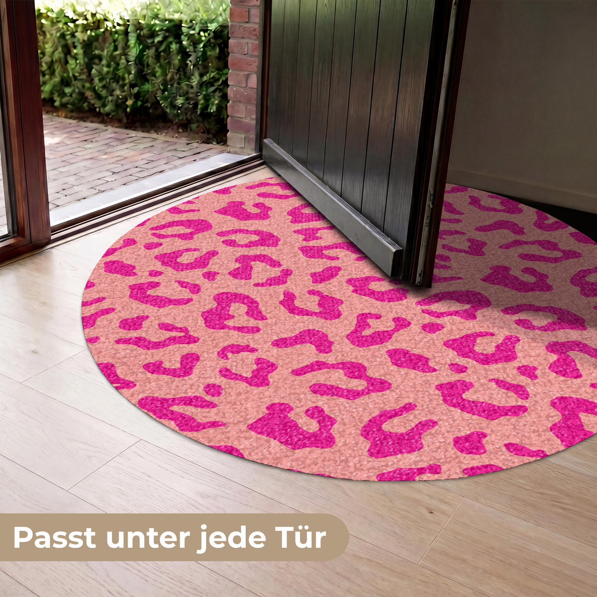 FUSSMATTE Pantherdruck - Rosa - Tierdruck - Minimalistisch Sauberlaufmatte 120x120 cm - Pink, Kunststoff (120/120cm) - MuchoWow