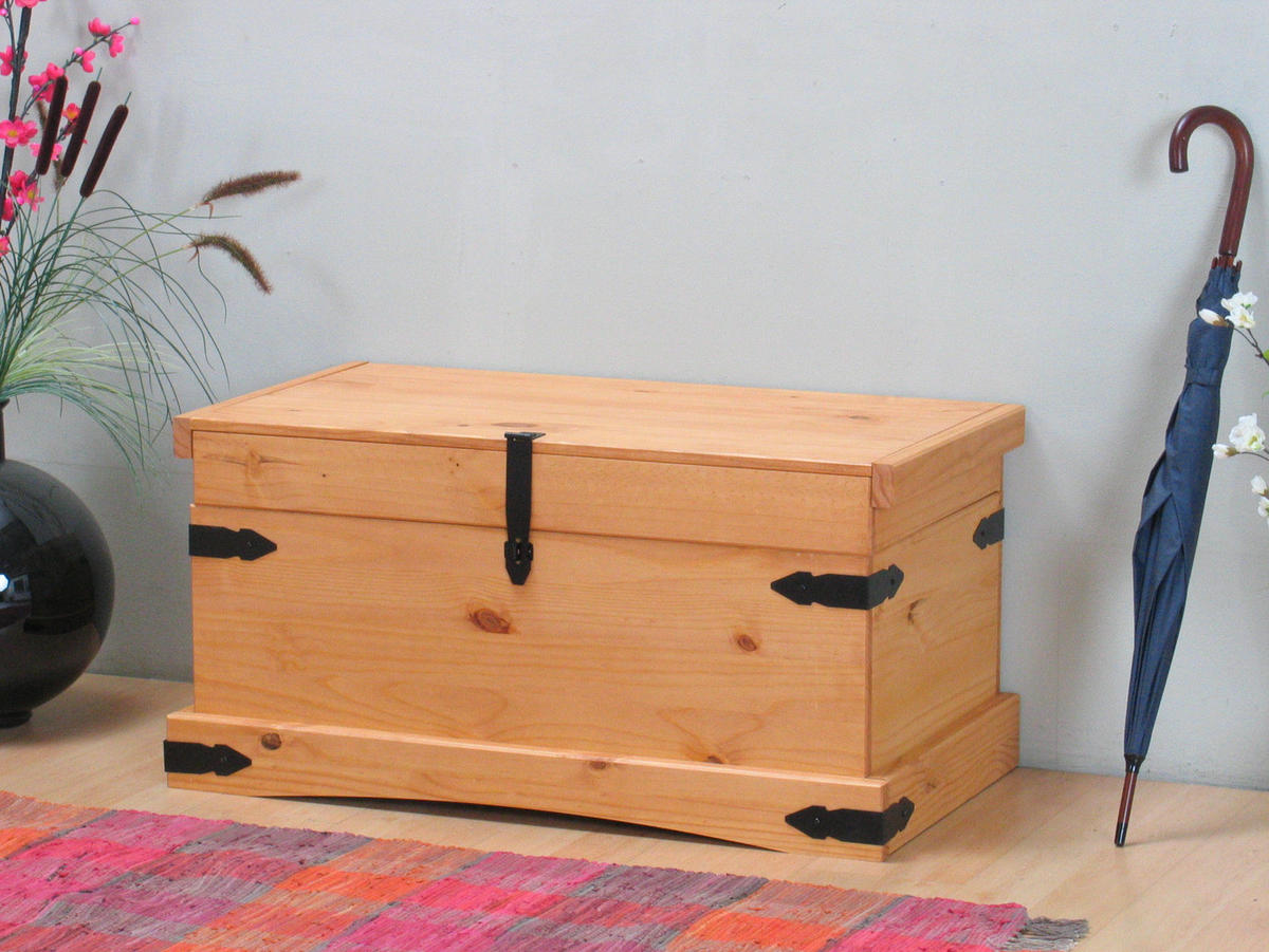 TRUHE Holz - Naturfarben, Holz (92/46/52cm) - ebuy24