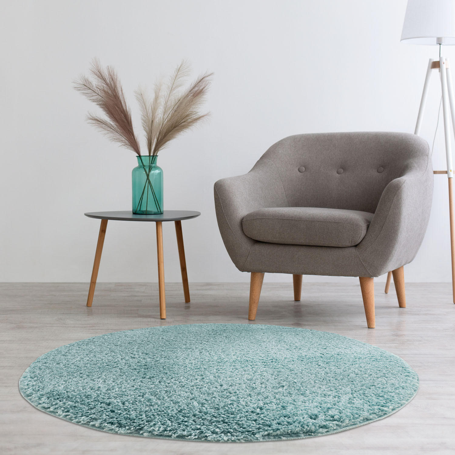 HOCHFLOR-TEPPICH Shaggy Pulpy 100 Blau 200 cm Rund - Blau, Textil (200/200cm) - carpet city
