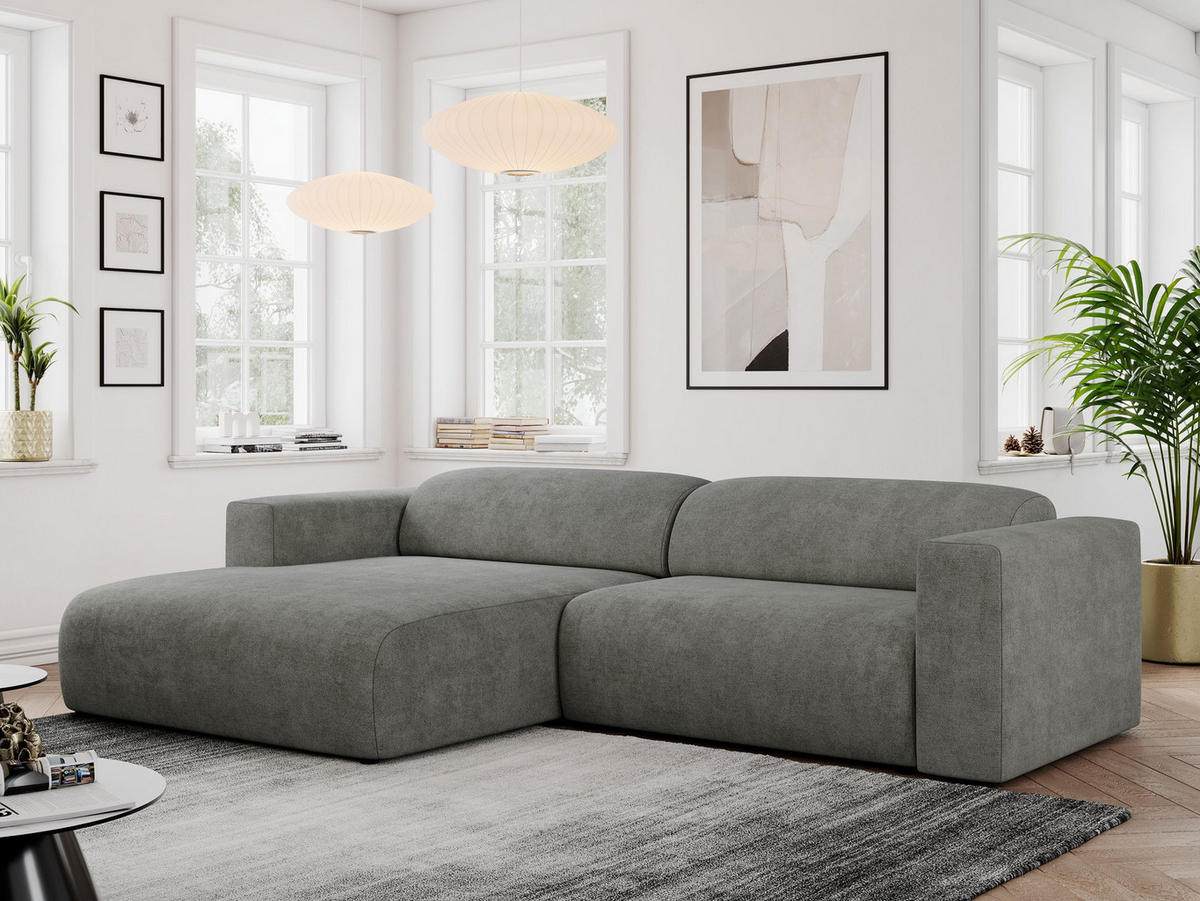 ECKSOFA PASADENA Grau Struktur - Links Seite - Schwarz/Grau, Kunststoff/Textil (288/180cm) - MKS