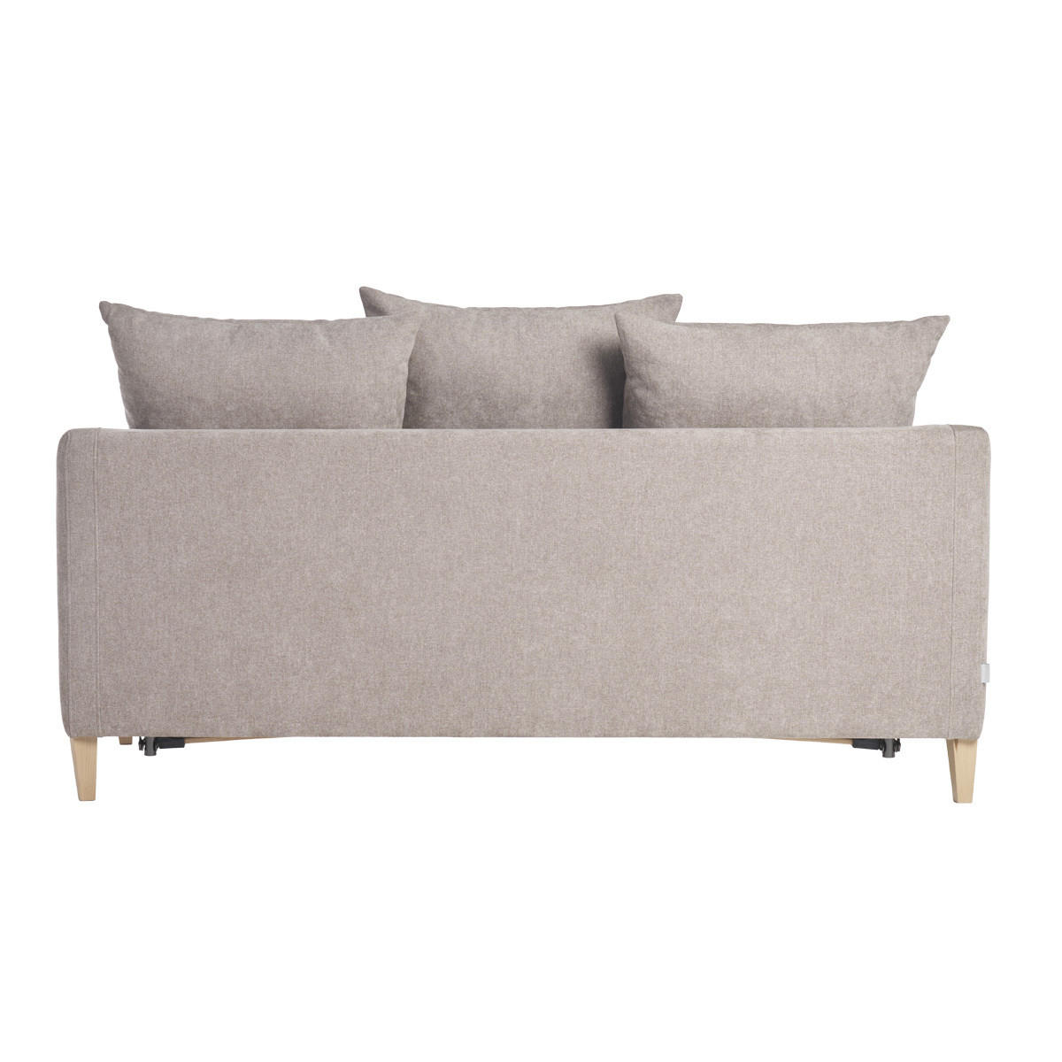 SCHLAFSOFA Taupefarbener Stoff Samteffekt Helles Holz 3-Sitzer LOUISE - Taupe, Textil (98/89/182cm) - Miliboo