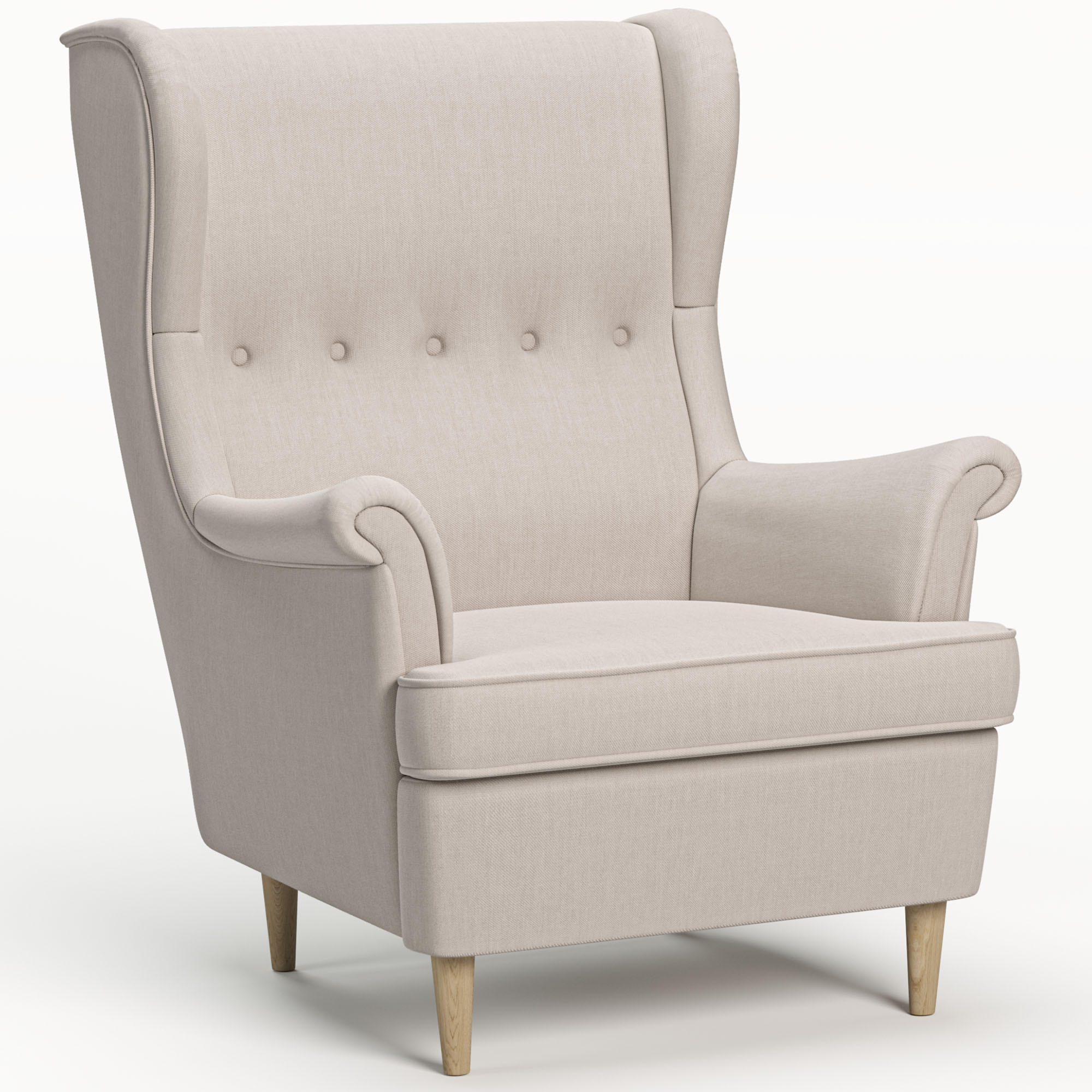 OHRENSESSEL Luno Beige klassisches Design Stoff ES-6 - Beige/Naturfarben, Holz/Textil (62/101/80cm) - Jana