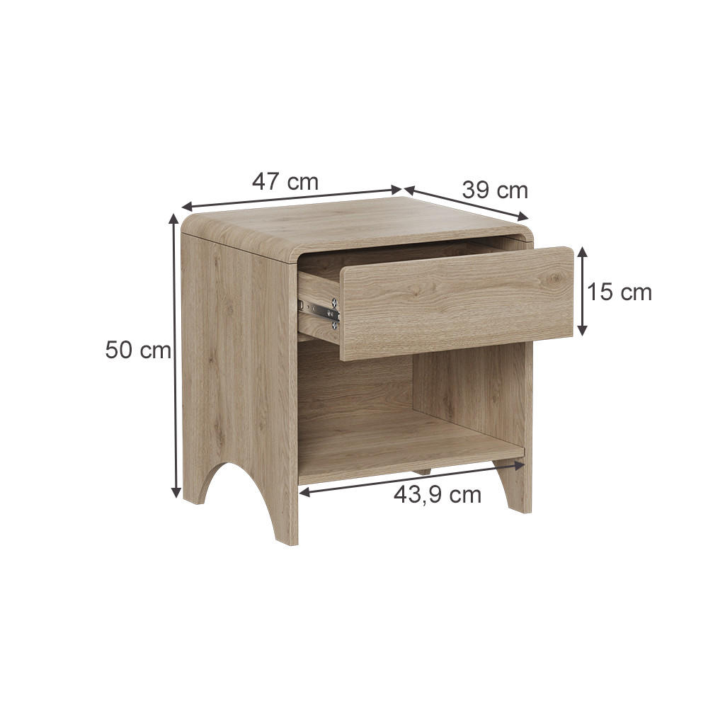 NACHTTISCH Oaki Eiche 2er Set - Eichefarben, Holzwerkstoff (47/50/39cm) - Vicco