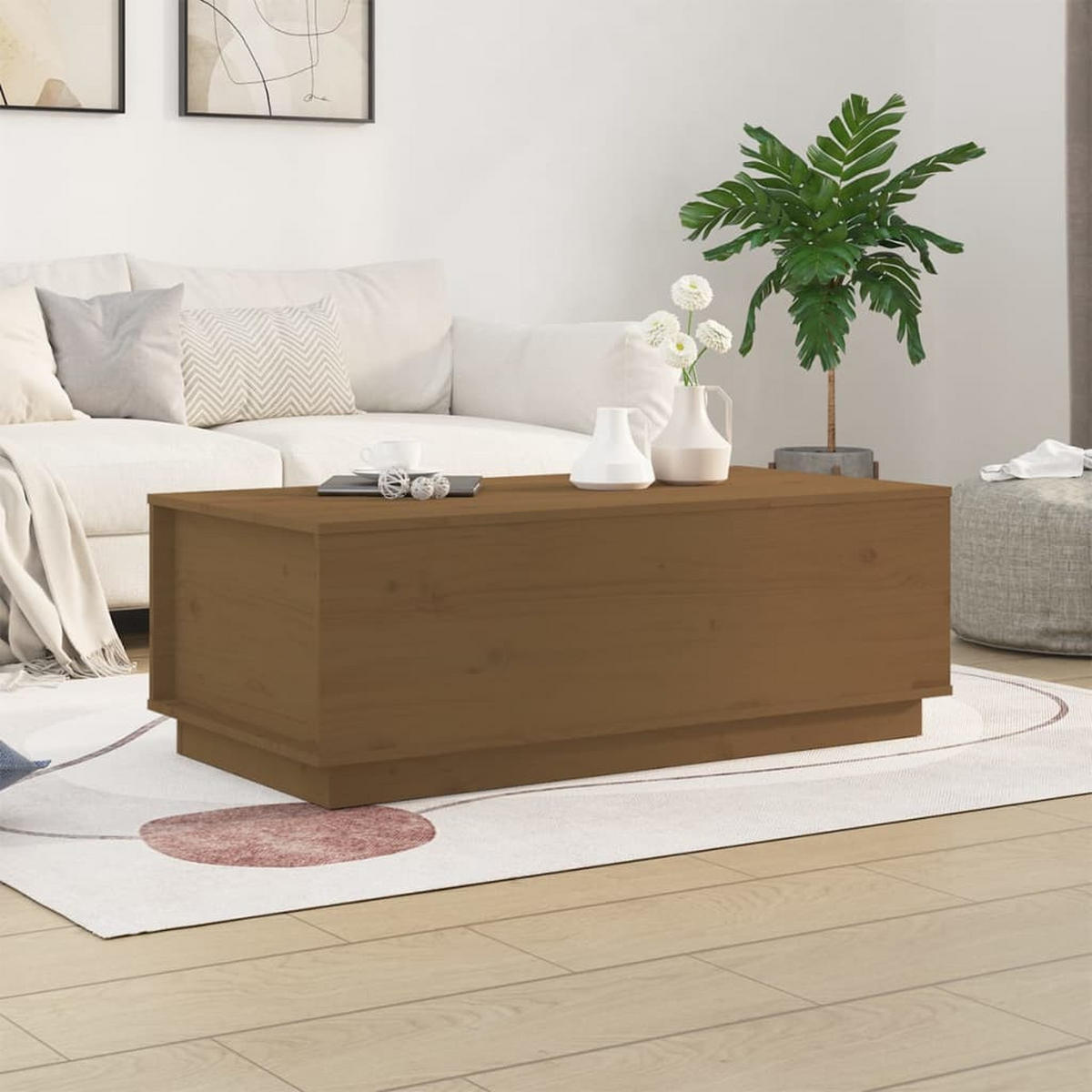 COUCHTISCH Honigbraun 100x50x35 cm Massivholz Kiefer - Braun, Holz (100/50/35cm) - furnicato