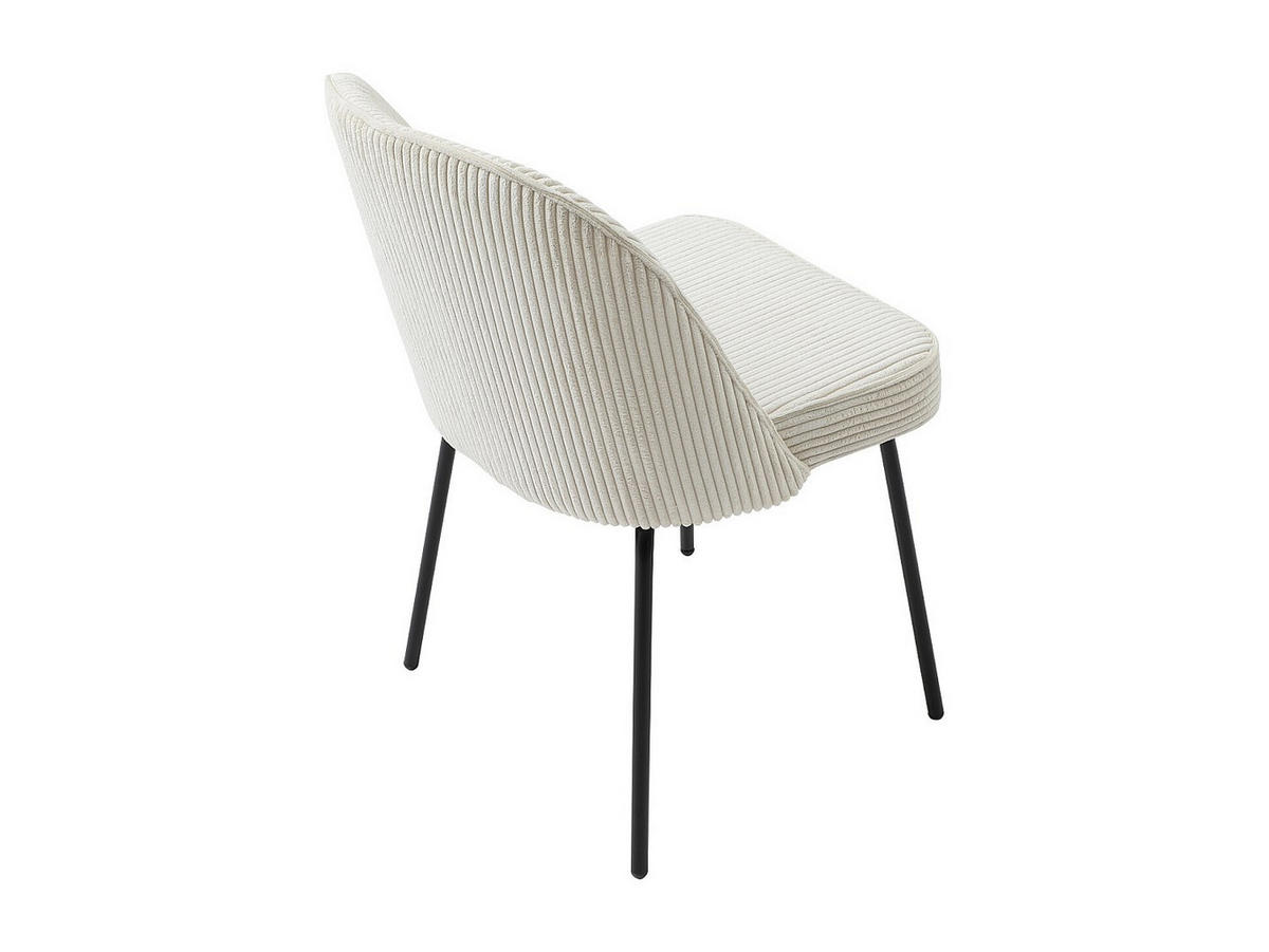 STUHL 6er-Set - Cord & schwarzes Metall - Cremefarben - ALPALI - Creme, Textil (50/83.5/57.5cm) - Vente-Unique