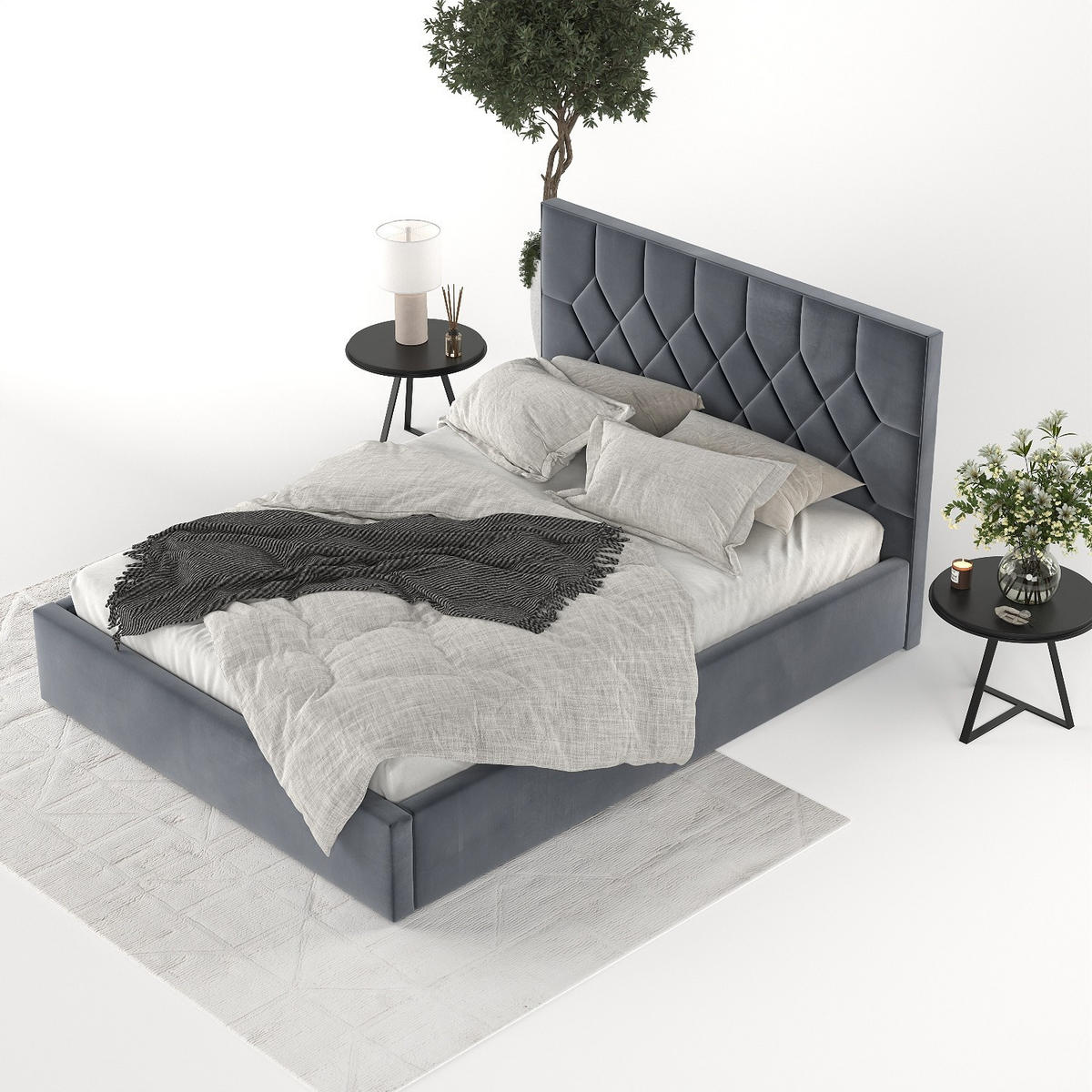 POLSTERBETT Brisa 160/200 cm Dunkelgrau im Kronos Stoff - Dunkelgrau/Schwarz, Holz/Holzwerkstoff (160/200cm) - AltaBeds