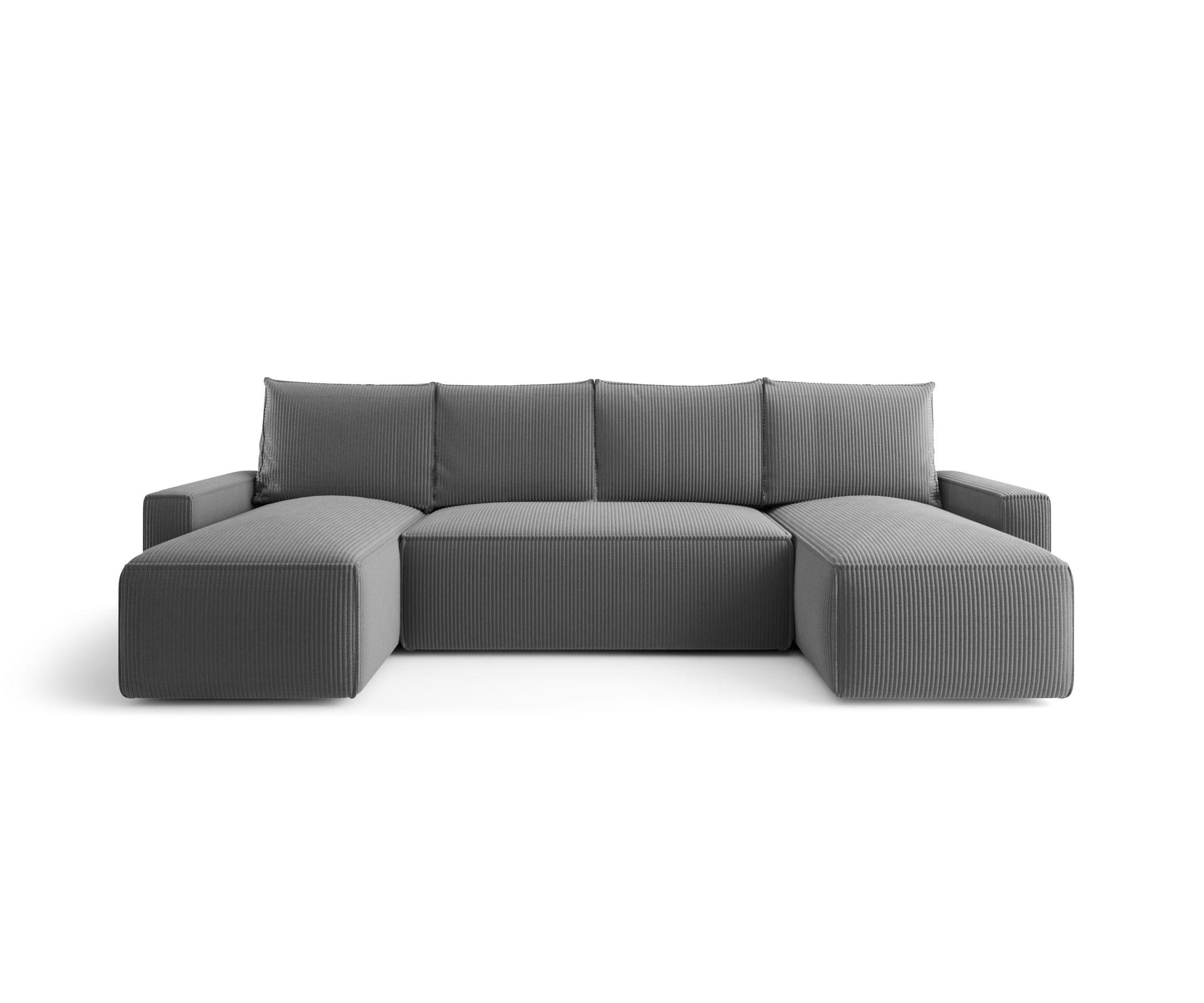 WOHNLANDSCHAFT mit Schlaffunktion SAVIO U Poso 60 - Grau, Textil (300/75/140cm) - Bedante