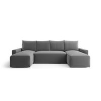 WOHNLANDSCHAFT mit Schlaffunktion SAVIO U Poso 60 - Grau, Textil (300/75/140cm) - Bedante
