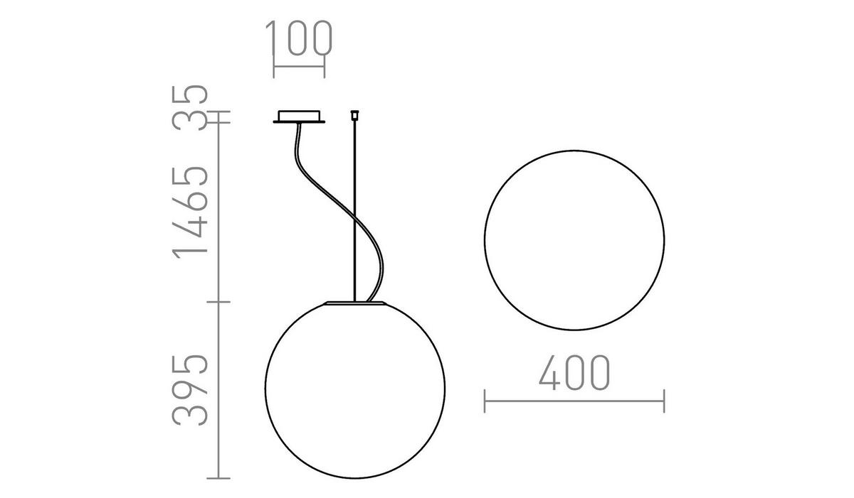 PENDELLEUCHTE LUNEA 40 Opalglas 15 W - Transparent, Metall (30/30/120cm) - Rendl
