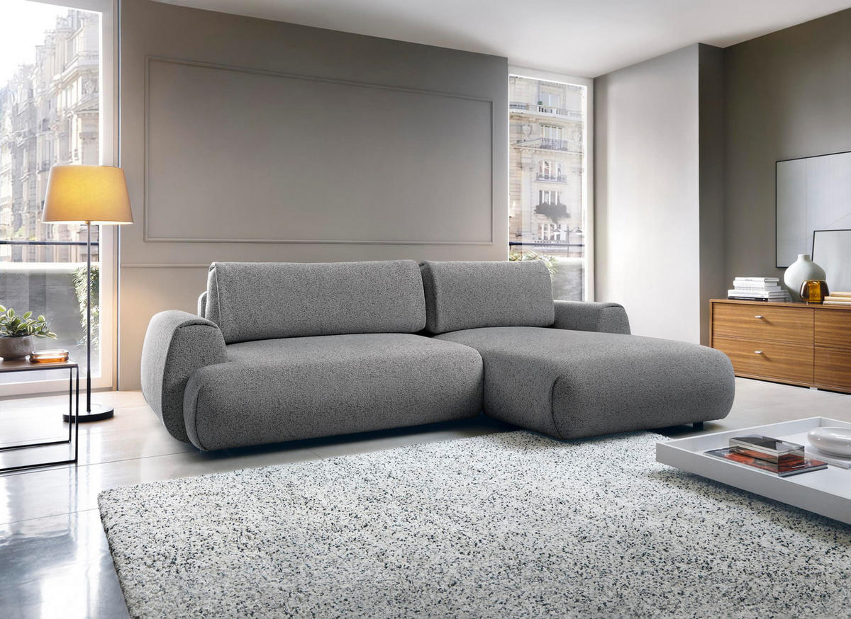 ECKSOFA Morena Dunkelgrau, mit Schlaffunktion, rechte seite - Dunkelgrau, Holzwerkstoff/Textil (270/167cm) - Bettso