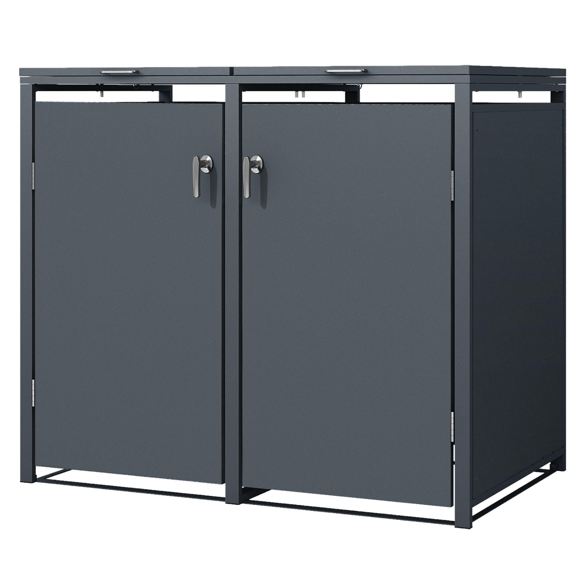 MÜLLTONNENBOX 2er Anthrazit - Anthrazit, Metall (132/116.3/80cm) - ML-DESIGN