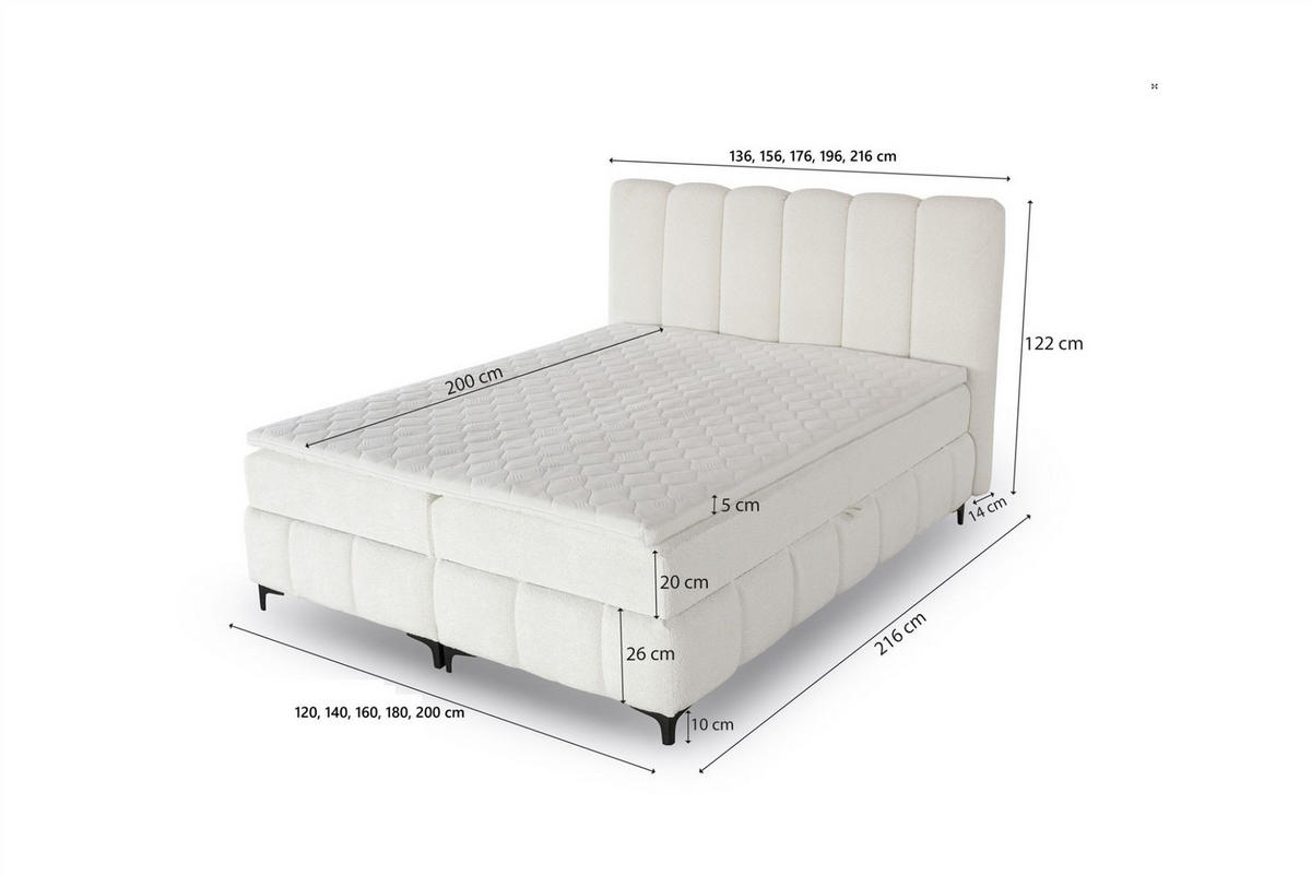 BOXBETT Isabel - Blau, Holzwerkstoff/Textil (120/200cm) - Fun Möbel