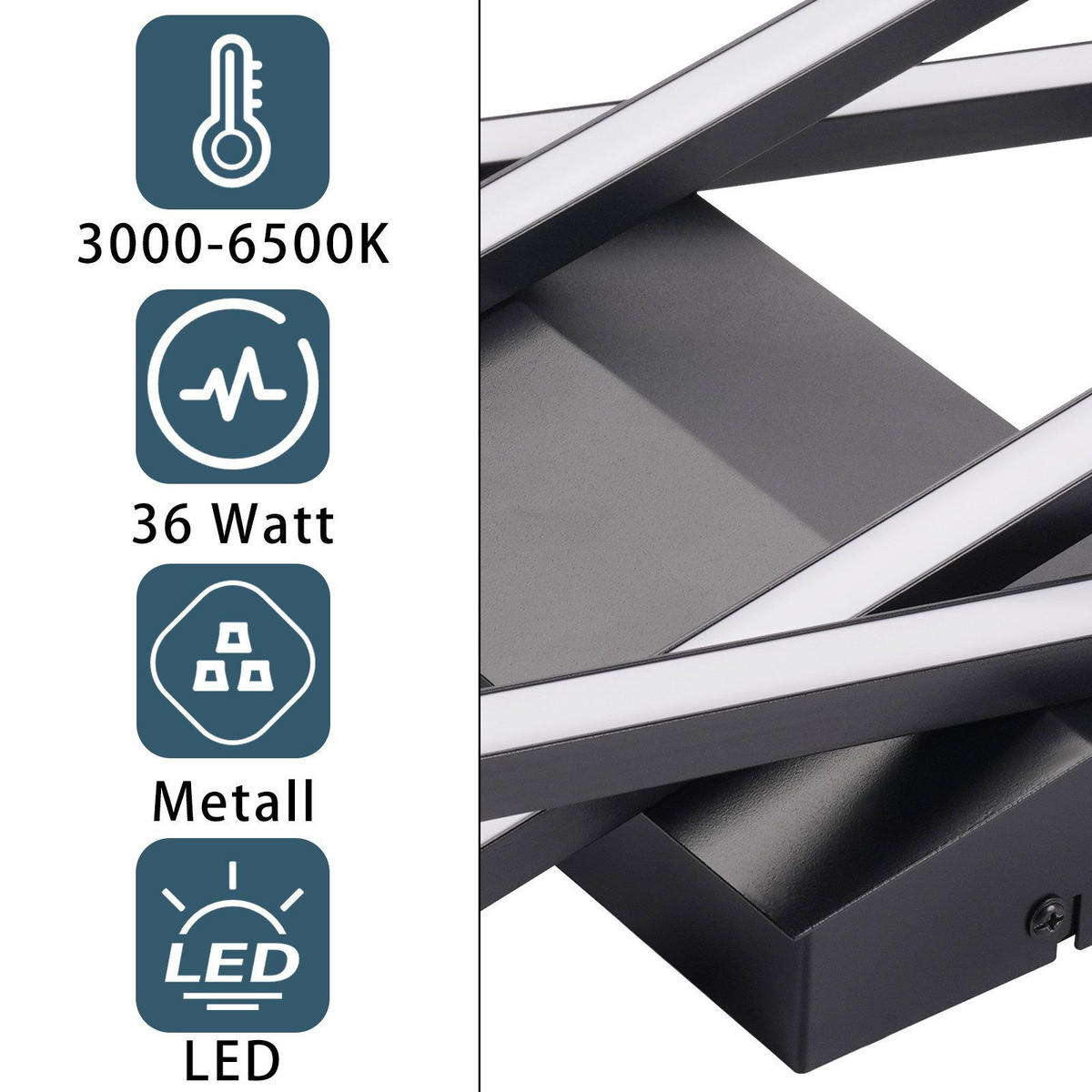 LED-DECKENLEUCHTE Lowry 22/67/13.5cm - Schwarz, Metall (67/22/13.5cm) - Nettlife