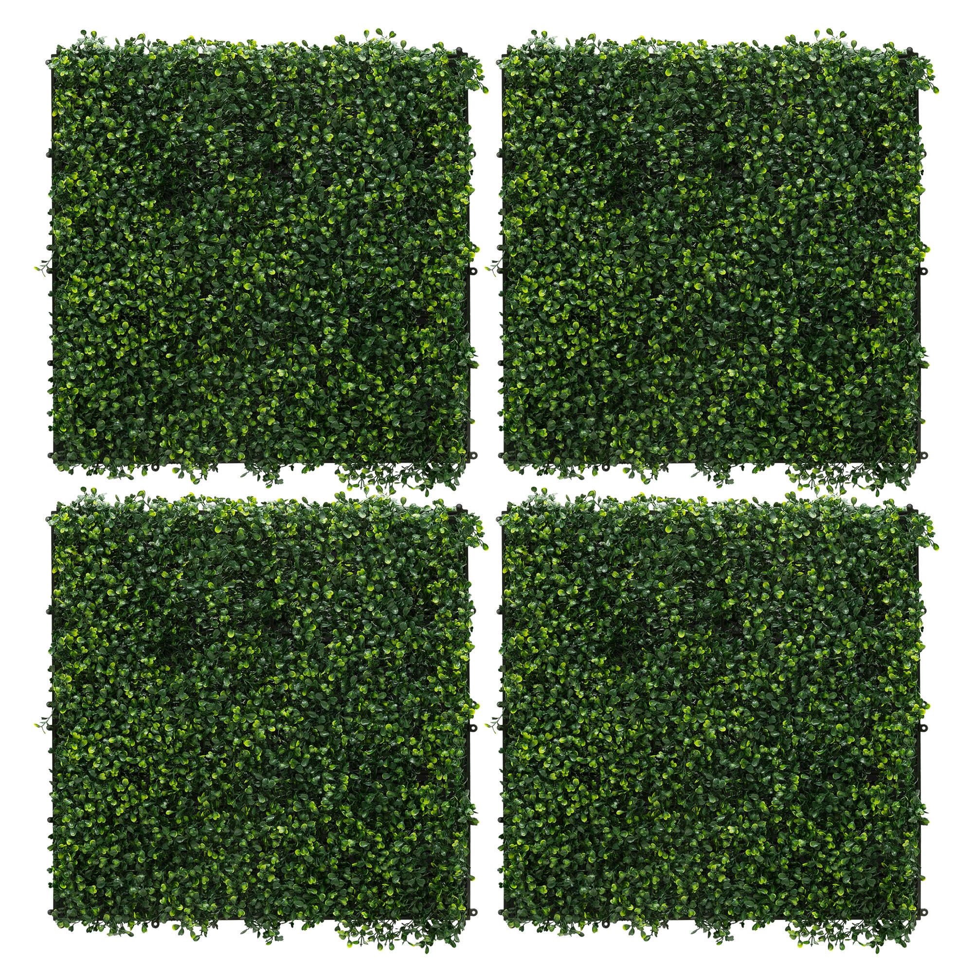 KÜNSTLICHE PFLANZENWAND 4er Set 50x50 cm Kunstpflanzen Wand Innen Aussen Grün Classic Buxus - Dunkelgrün, Kunststoff (50/50/5cm) - ECD-Germany