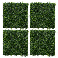 UMĚLÁ ROSTLINNÁ STĚNA, sada 4 ks, 50 x 50 cm, umělé rostliny na stěnu, interiér i exteriér, zelená, Classic Buxus - tmavě zelená, plast (50/50/5cm) - ECD-Germany