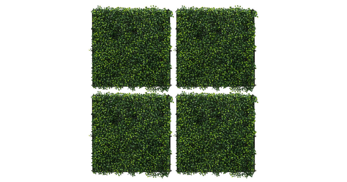 ECD-Germany KÜNSTLICHE PFLANZENWAND 4er Set 50x50 cm Kunstpflanzen Wand ...