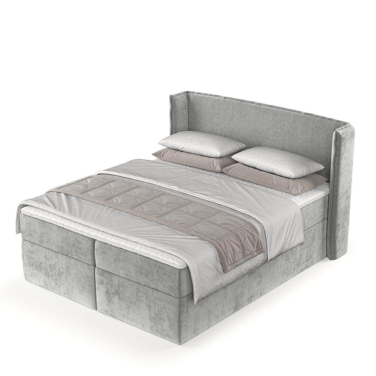 BOXBETT Viva 160/200 cm Hellgrau im Lotta Stoff - Hellgrau/Schwarz, Holz/Holzwerkstoff (160/200cm) - AltaBeds