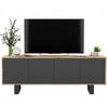 TV-SCHRANK Apollo2 Eiche wotan Graphit Matt mit Metallbeinen 150 cm - Graphitfarben/Schwarz, Holzwerkstoff/Metall (150/53/35cm) - Meble Lindner