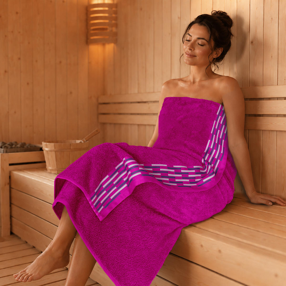 STRANDTUCH Frottee Lugano Purpur 90x180 cm - Pink, Textil (90/180cm) - Lashuma