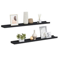 WANDREGALSET U-Form 2-teilig 80/9/3 cm aus MDF Schwarz - Schwarz, Holzwerkstoff (80/3/9cm) - vidaXL